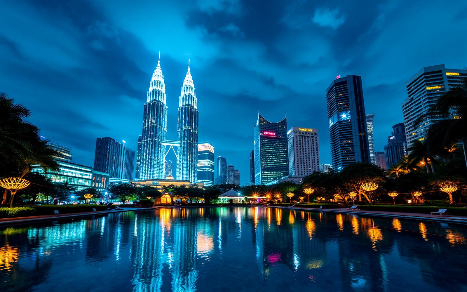 Kuala Lumpur, Southeast Asia — Twin towers and Batu Caves colour