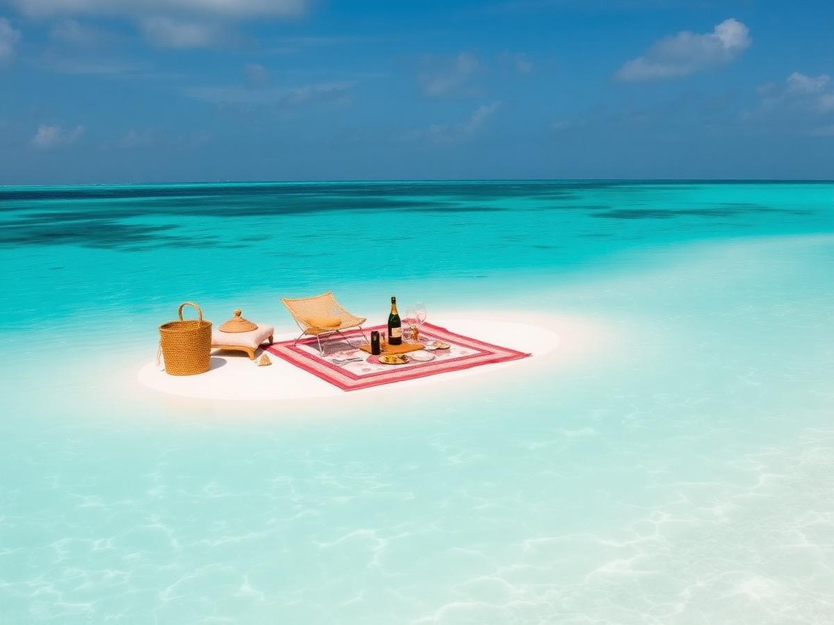 Private sandbank champagne picnic